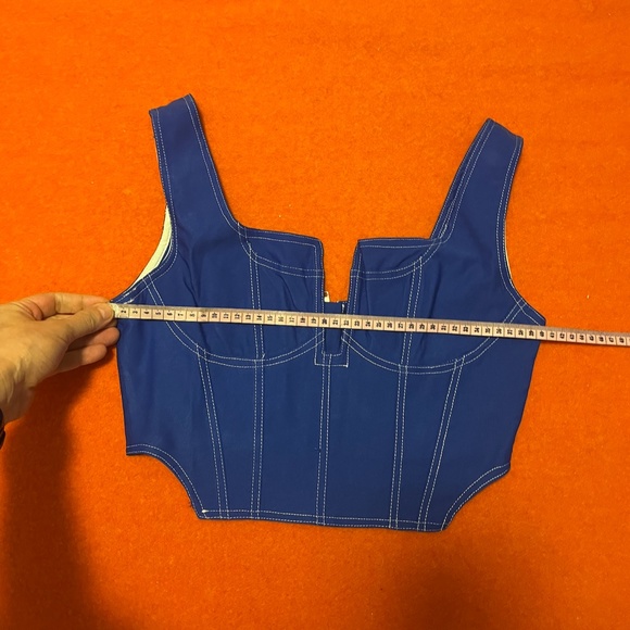 Love and Harmony slate blue contrasting seams denim bustier corset top NWT - Picture 11 of 14